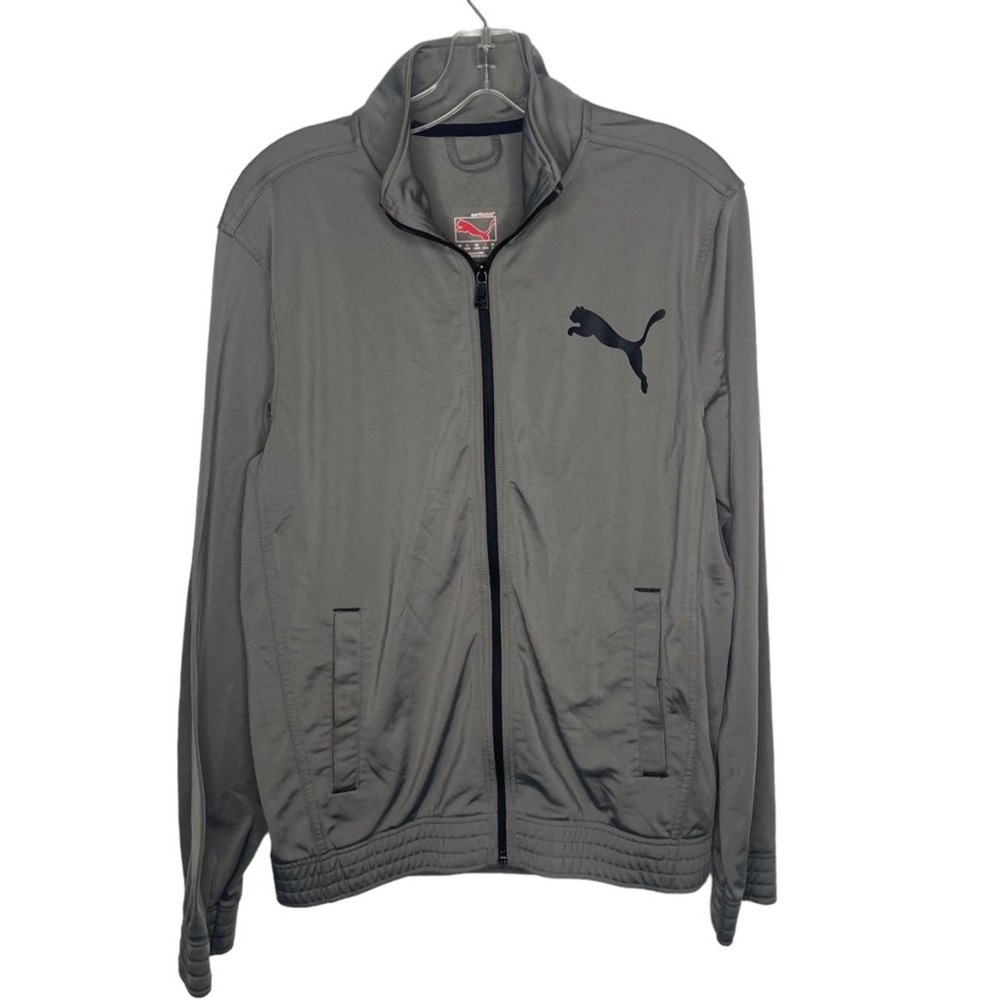 Puma Sportlifestyle Mens Grey Full Zip Track Jacket Mock Neck Small Cat Logo
